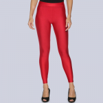 Women Nylon Solid Red Shimmer Legging