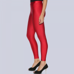Women Nylon Solid Red Shimmer Legging