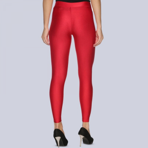 Women Nylon Solid Red Shimmer Legging