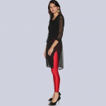 Women Nylon Solid Red Shimmer Legging